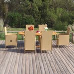 vidaXL 7-delige Tuinset poly rattan beige, Verzenden, Nieuw, 6 zitplaatsen, Tuinset