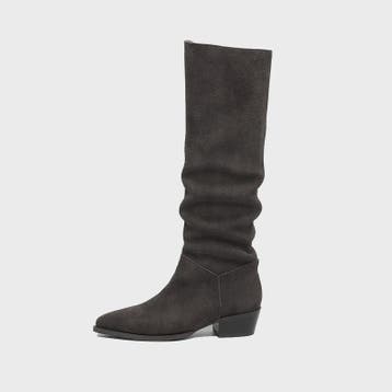 Dames Suède Laarzen - Kniehoog, Chocoladebruin, Puntige Neus, Verzenden, Nieuw