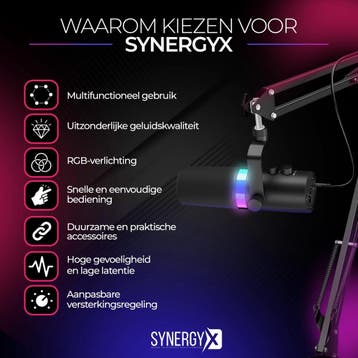 Microfoon - Gaming Microfoon - Met standaard - Zwart - Syner, Verzenden, Zo goed als nieuw