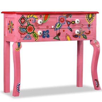 vidaXL Wandtafel handgeschilderd massief mangohout roze, Verzenden, Nieuw, 50 tot 100 cm, Minder dan 100 cm