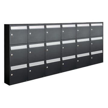 Brievenbusunit Flow set wand 6-breed, 3-hoog - zwart, Verzenden, Nieuw