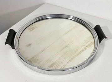 Dienblad - Art Deco rond dienblad, jaren 1930 - Gechroomd