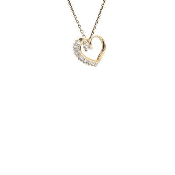 Gouden hart hanger met diamant 14 karaat, Sieraden, Tassen en Uiterlijk, Kettinghangers, Verzenden, Zo goed als nieuw, Goud