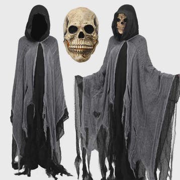 Griezelige Kapmantel met Schedelmasker - Volwassen Halloween, Verzenden