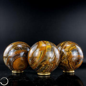 Exclusieve tijgeroog-bolset – Drie glinsterende