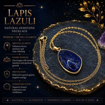 Natuurlijke lapis lazuli - Ketting met hanger - Wijsheid