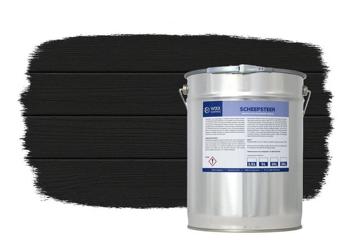Wixx Scheepsteer Zwart Zwart 5L, Doe-het-zelf en Verbouw, Verf, Beits en Lak, Verf, Zwart, Nieuw, Minder dan 5 liter, Verzenden