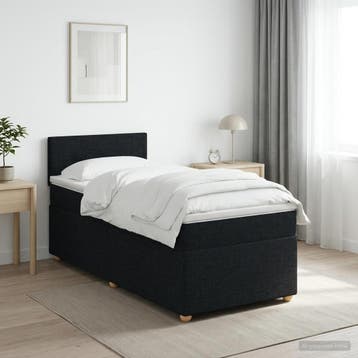 vidaXL Boxspringbed met matras met hoofdeinde Zwart 100 x, Verzenden, Nieuw, Eenpersoons, Zwart
