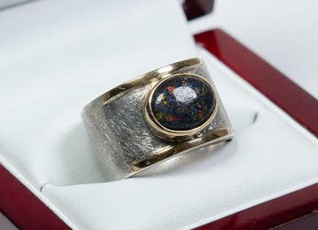 Zonder minimumprijs - Ring - 750 goud/ 935 zilver -, Nieuw