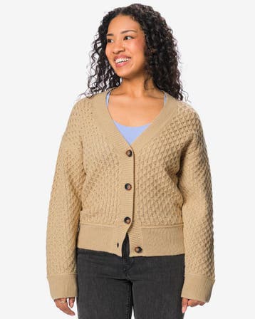 HEMA Damesvest Zelda grofgebreid beige, Verzenden, Nieuw