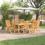 vidaXL Tuin eettafelset Opvouwbaar 7 pcs Bruin Massief, Tuin en Terras, Tuinsets en Loungesets, Verzenden, Nieuw, 7 zitplaatsen