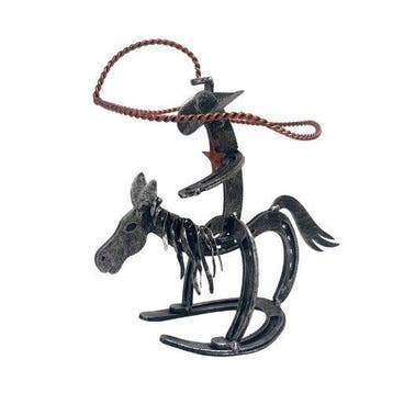 sculptuur, Vintage Western Cowboy on Rocking Horse –