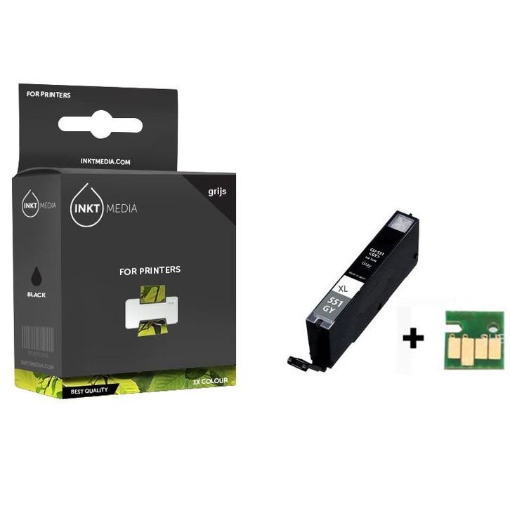 Geschikt Canon CLI-551GY XL inktcartridge Grijs MET CHIP, Computers en Software, Printerbenodigdheden, Cartridge, Nieuw