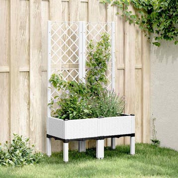 vidaXL Plantenbak met latwerk 80x40x142 cm polypropeen wit, Verzenden, Nieuw, Minder dan 60 cm, 60 cm of meer