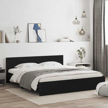vidaXL Bedframe met hoofdeinde zwart 160x200 cm, Verzenden, Zwart, 200 cm, 160 cm