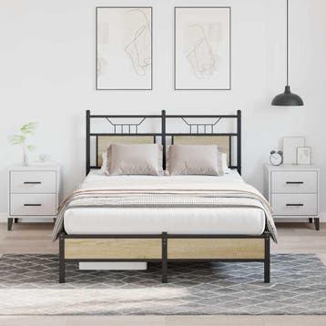 vidaXL Bedframe zonder matras hout sonoma eikenkleurig, Bruin, Verzenden, Nieuw, Twijfelaar
