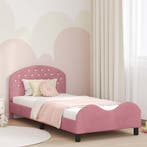 vidaXL Bedframe voor kinderen met hoofdbord Roze 90 x 200 cm, Verzenden, Nieuw, Stof