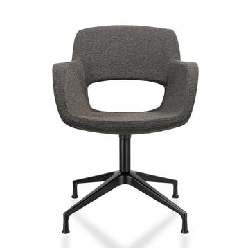 Bouclé - Vergaderstoel - Onderstel met doppen - Antraciet, Vergader- of Presentatieruimte, Ophalen of Verzenden, Gebruikt, Stoel