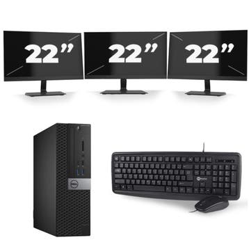 Dell Optiplex 3040 SFF -   i7-6e  - 8GB  - 256GB  + 3x 22 in, Qwerty, Verzenden, 8 GB, Refurbished