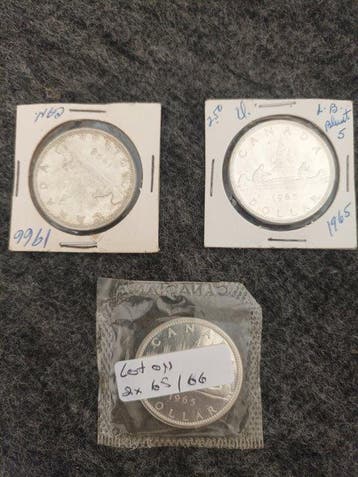 Canada. Elizabeth II. 1 Dollar 1965-1966 (Lot of 3 coins)
