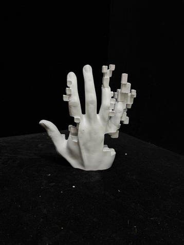 Mosaic Hand Sculpture - sculptuur, Mosaic Hand Sculpture -