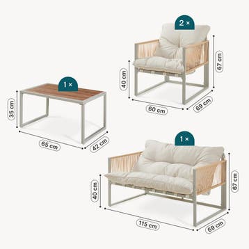 4-delige tuinset Karg loungeset met bank tafel en 2 stoelen, Verzenden, Nieuw