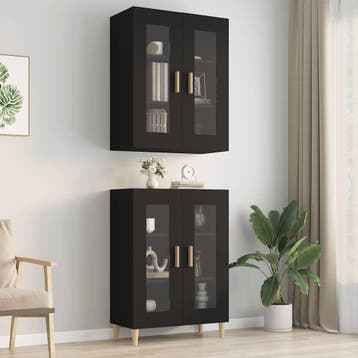 vidaXL Bovenkast 69,5x34x90 cm zwart, Verzenden, Nieuw, 50 tot 100 cm, Minder dan 100 cm