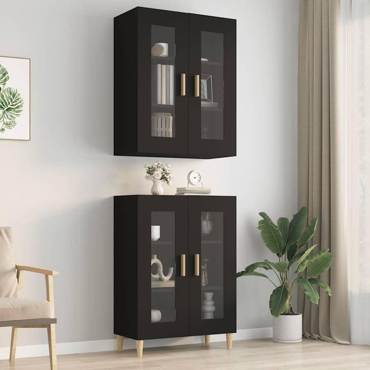 vidaXL Bovenkast 69,5x34x90 cm zwart, Huis en Inrichting, Kasten | Buffetkasten, 25 tot 50 cm, Nieuw, Overige houtsoorten, Minder dan 100 cm