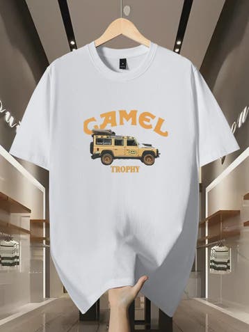 Heren Retro T-shirt met Camel & Sahara Woestijnprint - Zomer