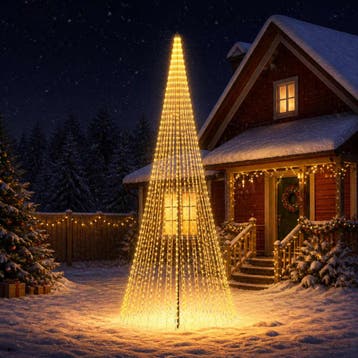 vidaXL LED Kerstboom EKENAS 485 cm 1632 LEDs Warmwit IJzer, Verzenden, Nieuw