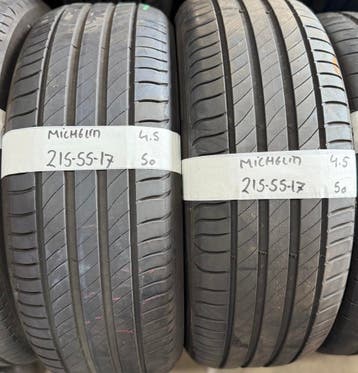 2x 215-55-17 Michelin Zomer 2x 4.5mm €50 Per Band 215 55 17, Auto-onderdelen, Ophalen, 17 inch, Band(en), Personenwagen