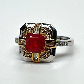 Zonder minimumprijs - Ring 925 Zilver met Natuurlijk Robijn, Nieuw