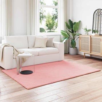 vidaXL Antislip vloerkleed van imitatie konijnenbont OLITE, Verzenden, Nieuw, Roze