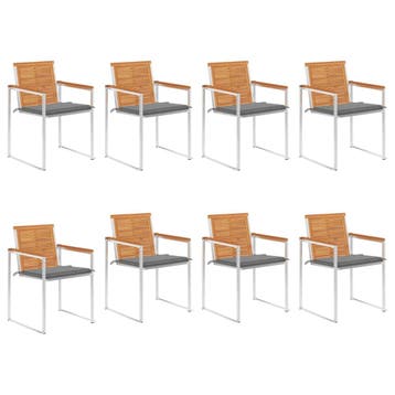 vidaXL Tuinstoelen 8 st met kussens massief acaciahout, Tuin en Terras, Tuinstoelen, Verzenden, Nieuw, Hout