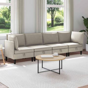vidaXL Woonkamer Meubelset 4 st Havermout Stof, Verzenden, Nieuw, Stof, Minder dan 150 cm