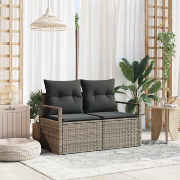 vidaXL Tuinbank met kussen met opslag 120 x 62 x 69 cm poly, Verzenden, Nieuw, Rotan