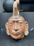 Moche precolumbiaans Terracotta Huaco Hoofd van een