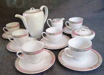 Richard Ginori - Koffieservies (15) - 24 kt goud - Roze