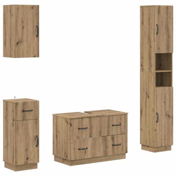 vidaXL 4-delige Badkamerkast Set HOORN Artisanaal eiken, Verzenden, Nieuw