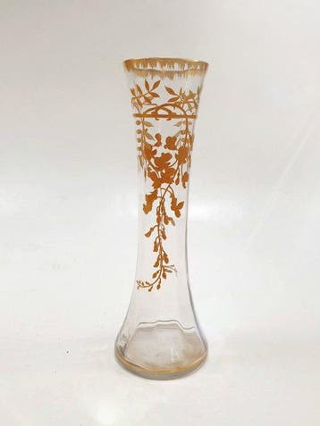 Baccarat - Vaas - Gouden wisteria-bloemen verguld met fijn