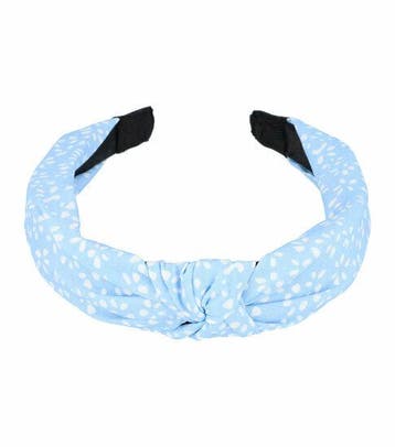 Haarband Diadeem 3cm – Knoop – Stippenprint Stof – Wit, Nieuw