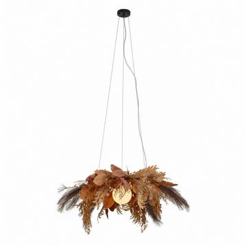 Japandi hanglamp zwart met beige bloemen en wit glas -, Verzenden, Nieuw, Japandi