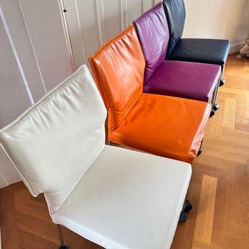 Design on Stock - Eetkamerstoel (4) - Leder, Roestvrij staal