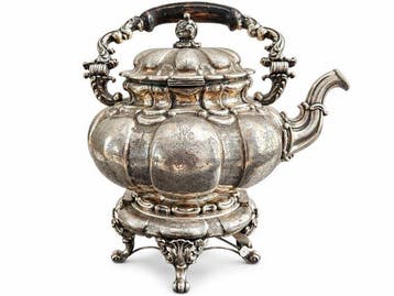 Waterkoker op standaard en brander - .800 zilver - .800