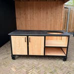 Buitenkeuken Douglas en staal met opbergkast en Zwart HPL, Nieuw