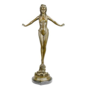 sculptuur, Large Solid Exceptional Art Deco Bronze Sculpture