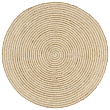 vidaXL Vloerkleed handgemaakt met spiraal ontwerp 90 cm jute, Verzenden, Nieuw, Wit