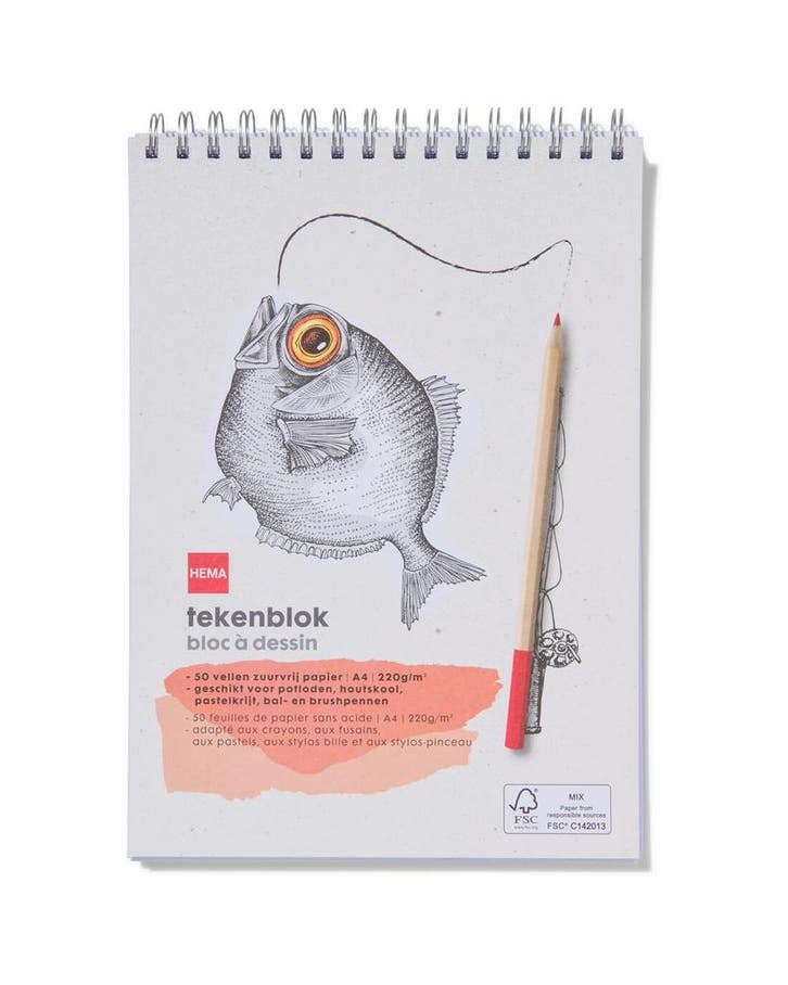 HEMA Schetsboek met spiraal A4 220gr, Boeken, Kinderboeken | Jeugd | onder 10 jaar, Nieuw, Verzenden