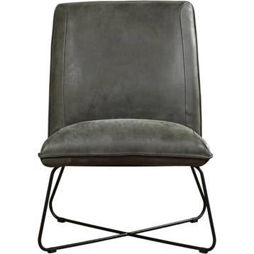 Leren fauteuil Less - Kenia Antracite (grijs), Industrieel, Modern, Scandinavisch, Nieuw, Ophalen of Verzenden, 50 tot 75 cm