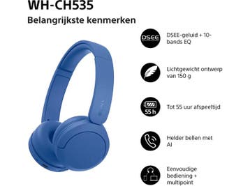 Sony -  Wh-ch535 - Draadloze On-ear Koptelefoon  - Blauw, Verzenden, Nieuw, Sony, Bluetooth